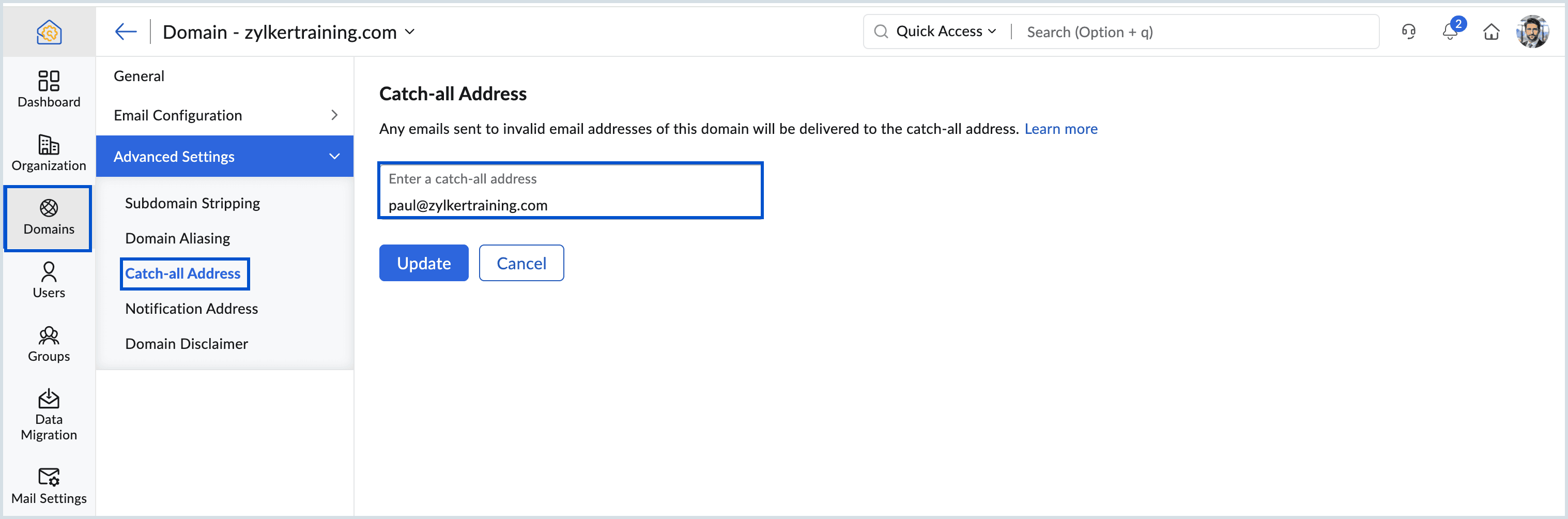 Zoho Mail - Catch-All Address for Misdirected Emails