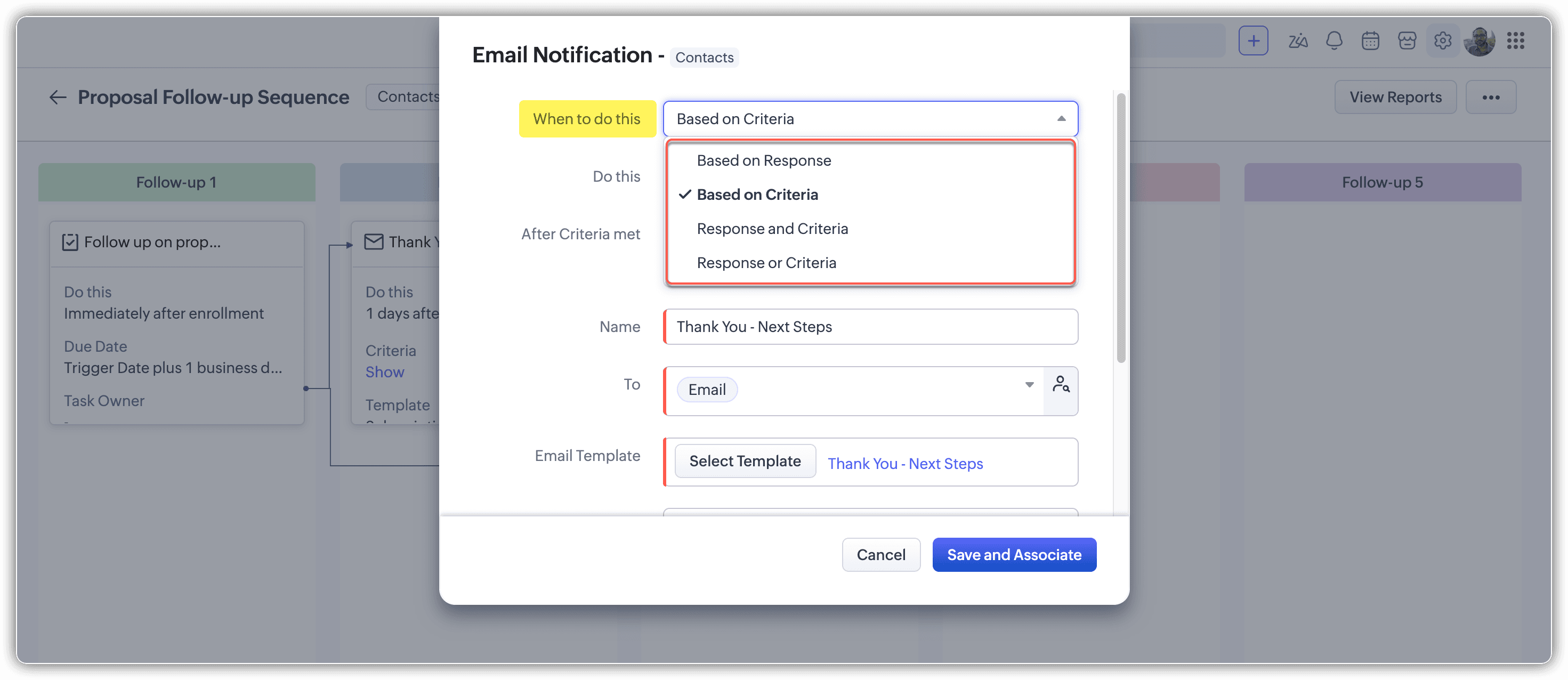 Zoho CRM - Criteria-Based Cadence Follow-Ups and New Email Signals
