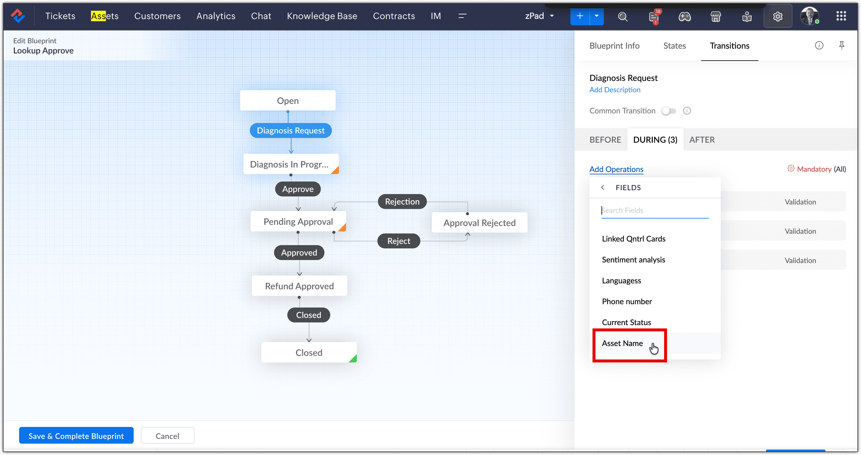Zoho CRM - Update Lookup Fields During Blueprint Transition