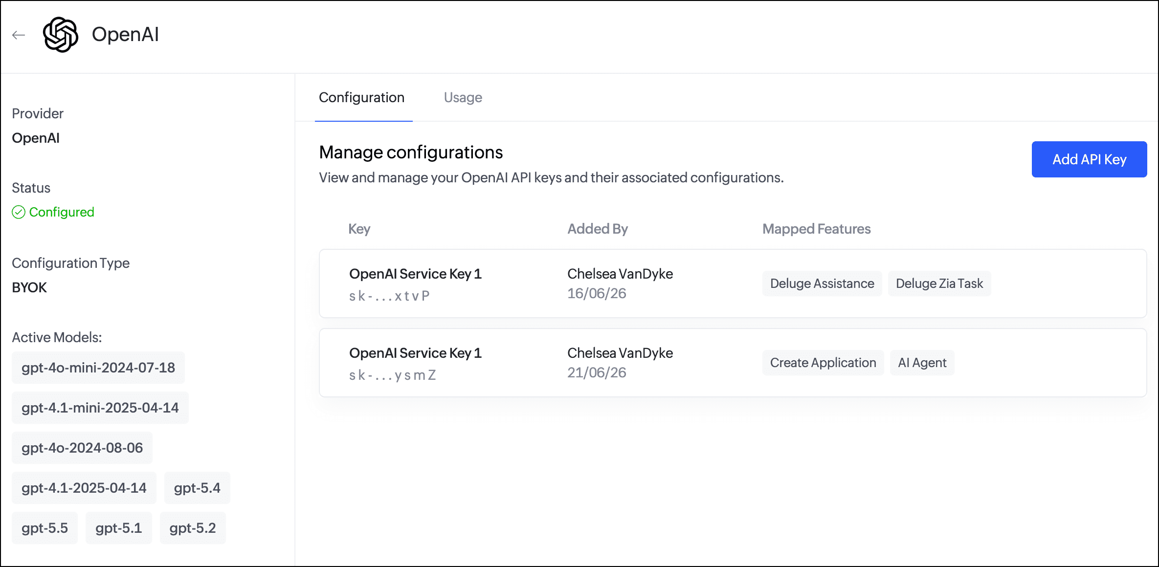Zoho Creator - Per-Feature AI Provider Configuration for Zia
