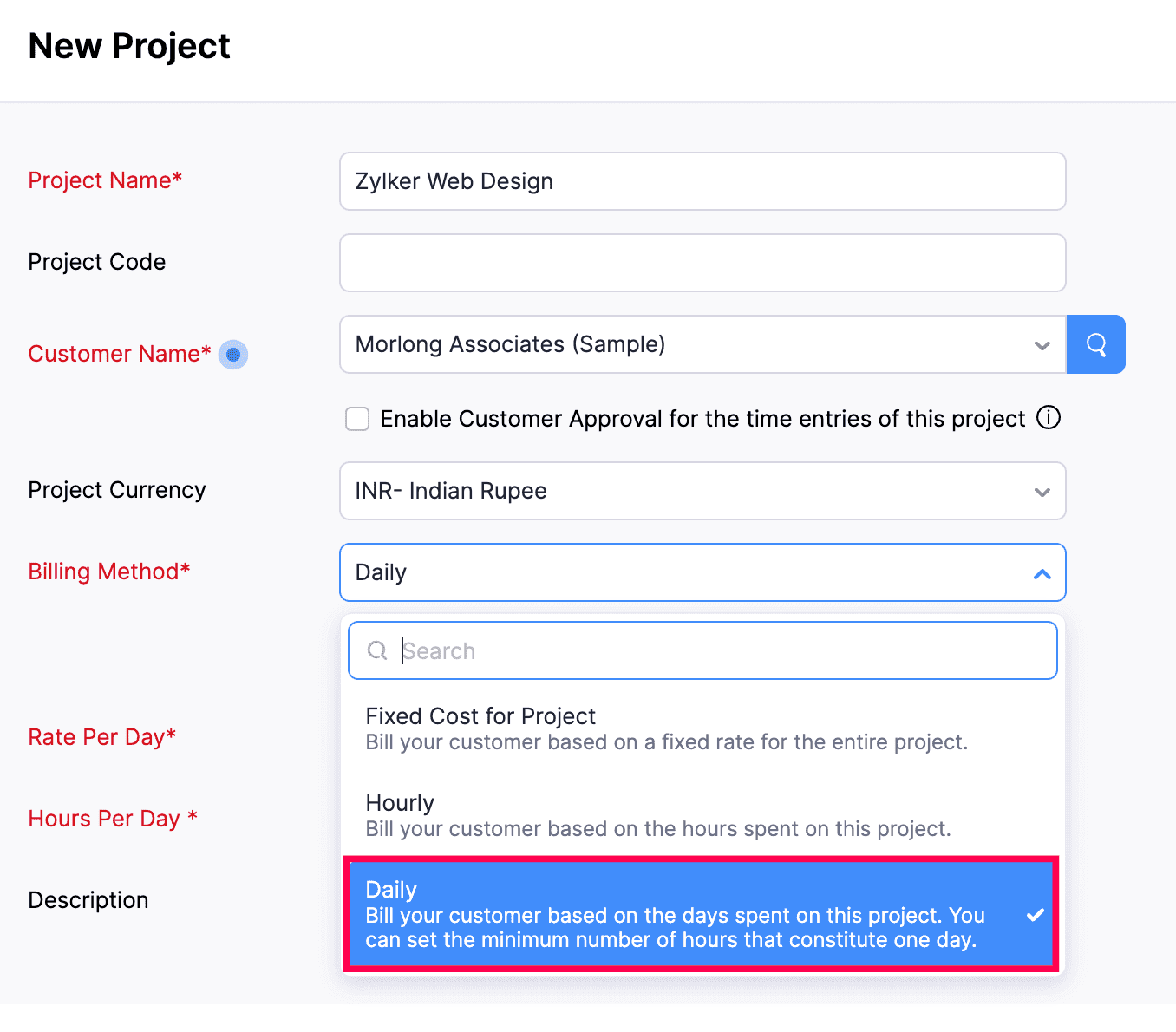 Zoho Projects - Daily Rate Projects Coming 25 May 2026