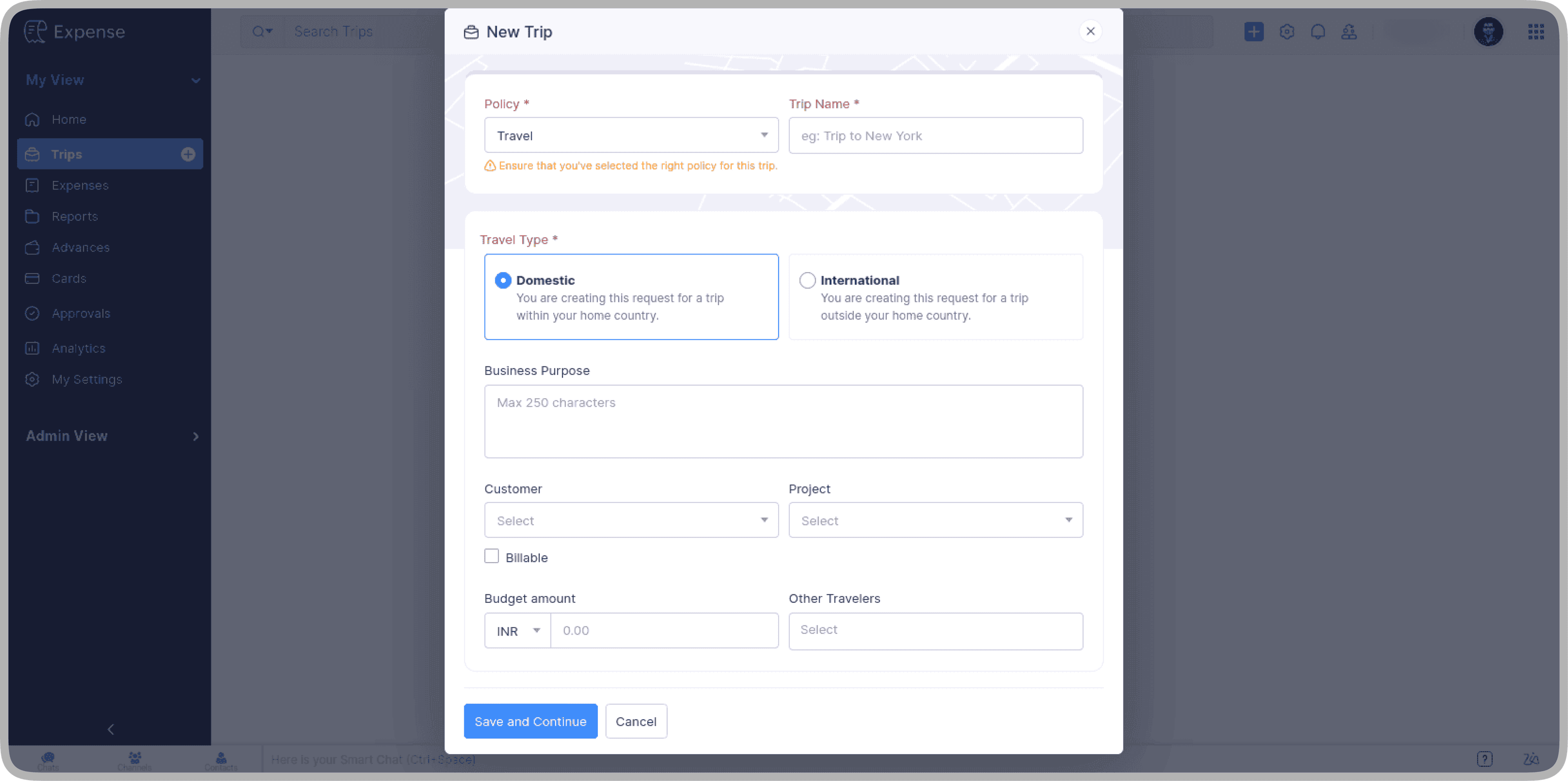 Zoho Expense - Redesigned Trips Experience