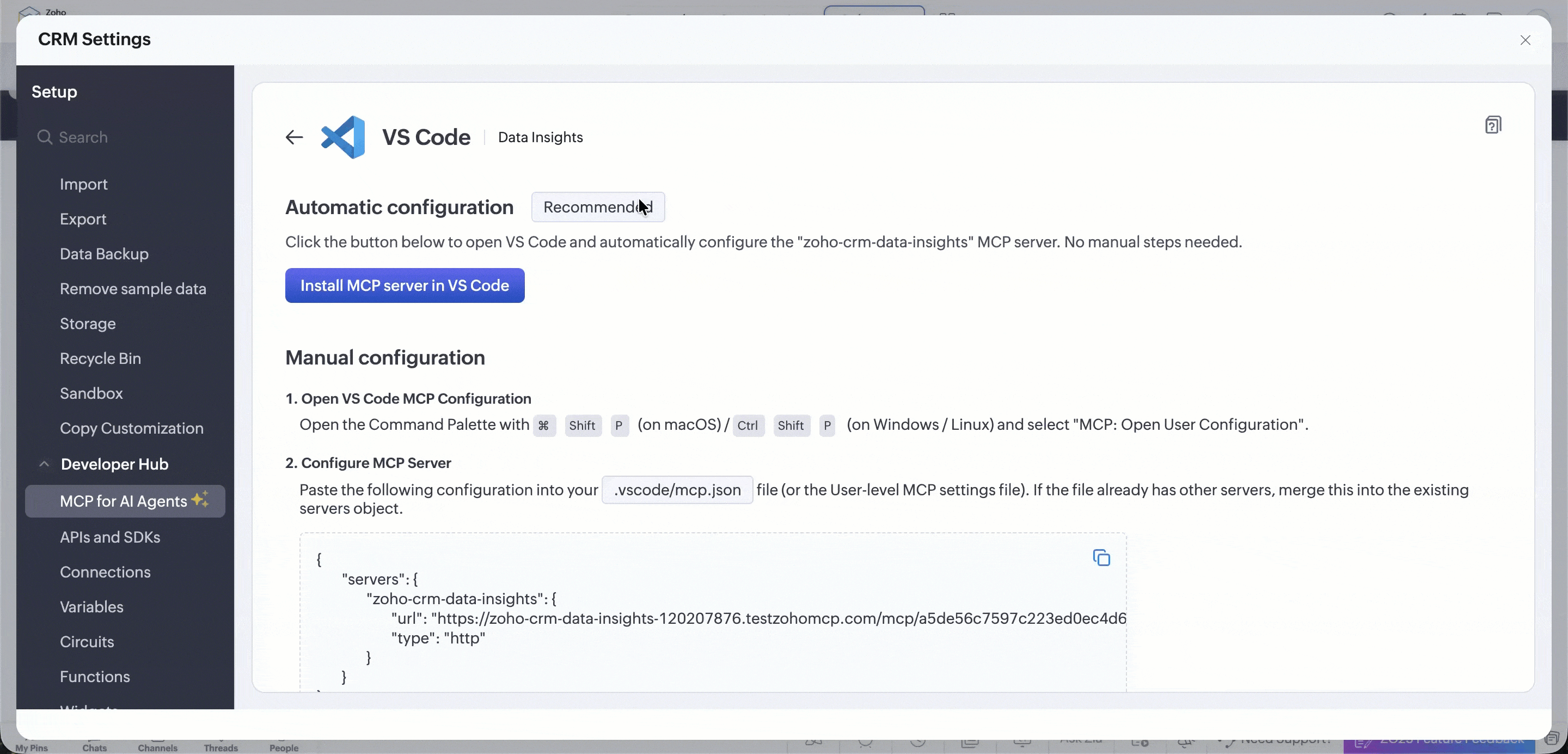 Zoho CRM - Built-In MCP Support for AI Tool Integration