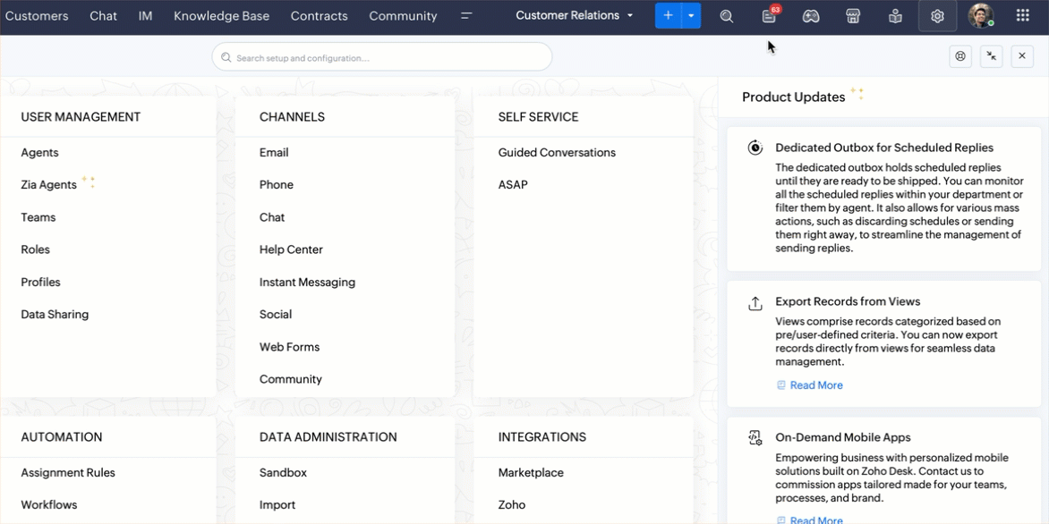 Zoho Desk - Notification Preferences by Department